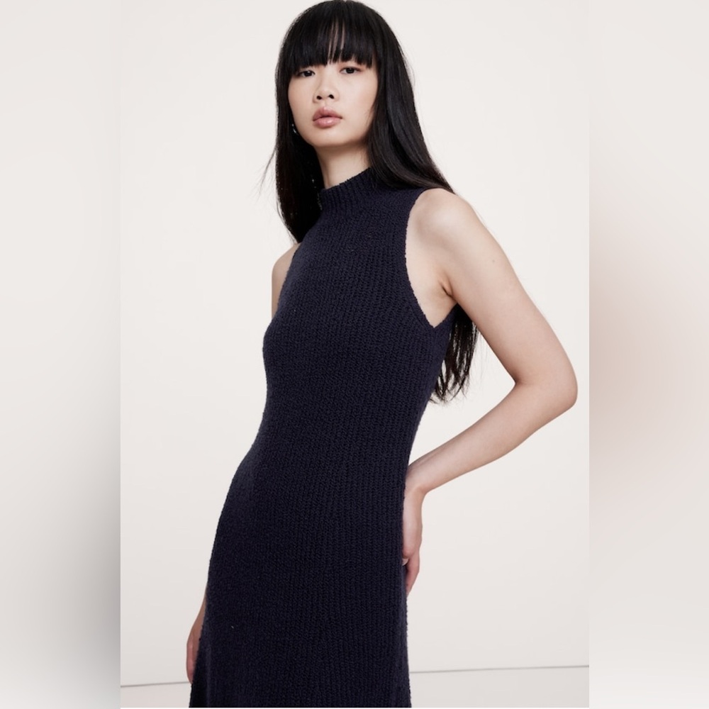 BANANA REPUBLIC MERINO-BLEND MOCK-NECK MIDI SWEATER DRESS - Picture 5 of 8